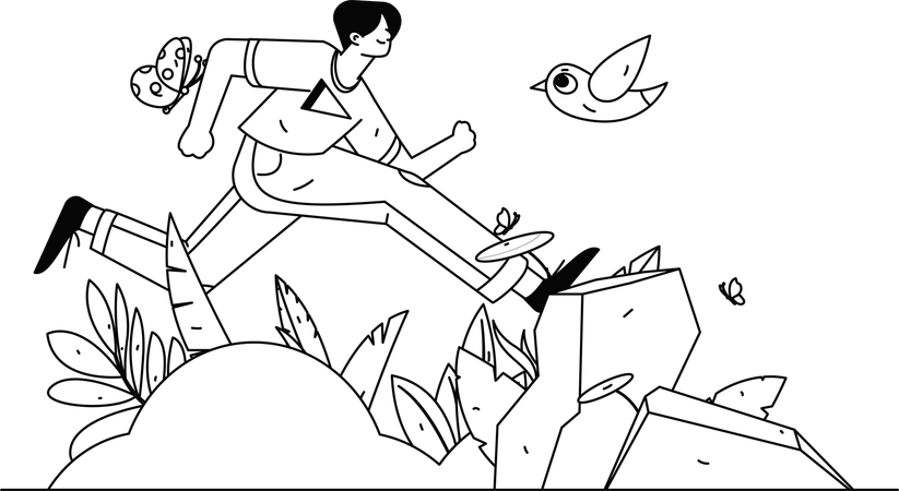 Boy jogging in park  Illustration