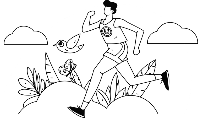 Boy jogging in park  Illustration