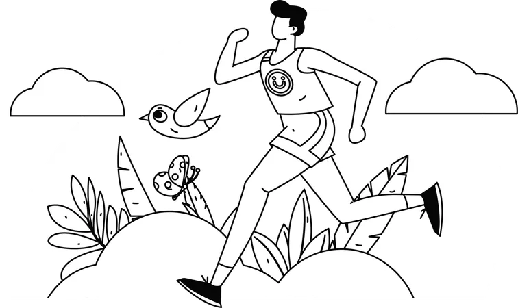Boy jogging in park  Illustration