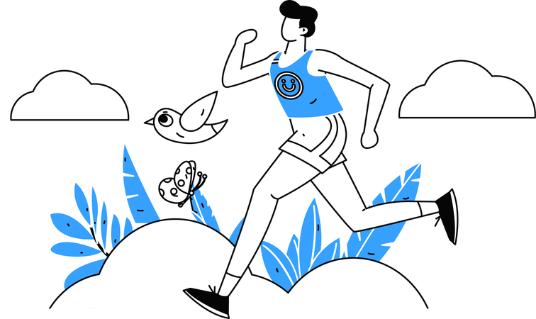 Boy jogging in park  Illustration