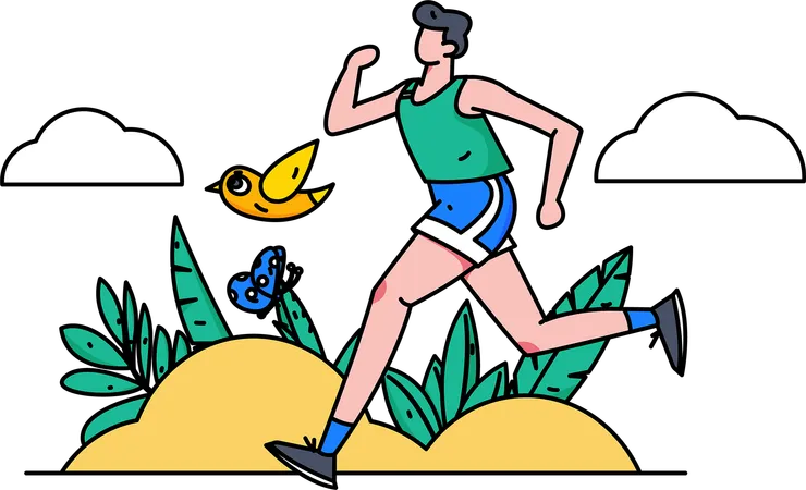 Boy jogging in park  Illustration