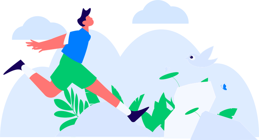 Boy jogging in park  Illustration