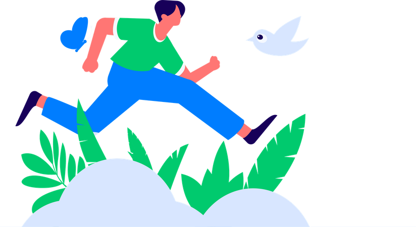 Boy jogging in park  Illustration