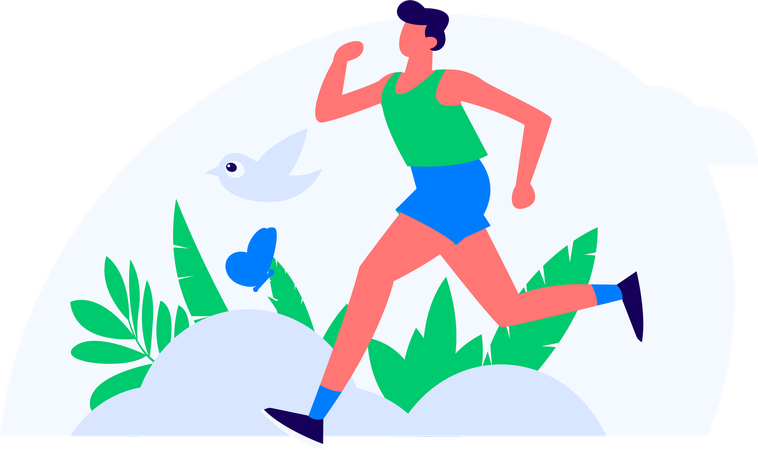 Boy jogging in park  Illustration