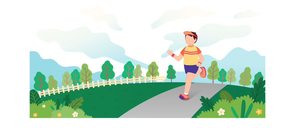 Boy jogging in the park Illustration