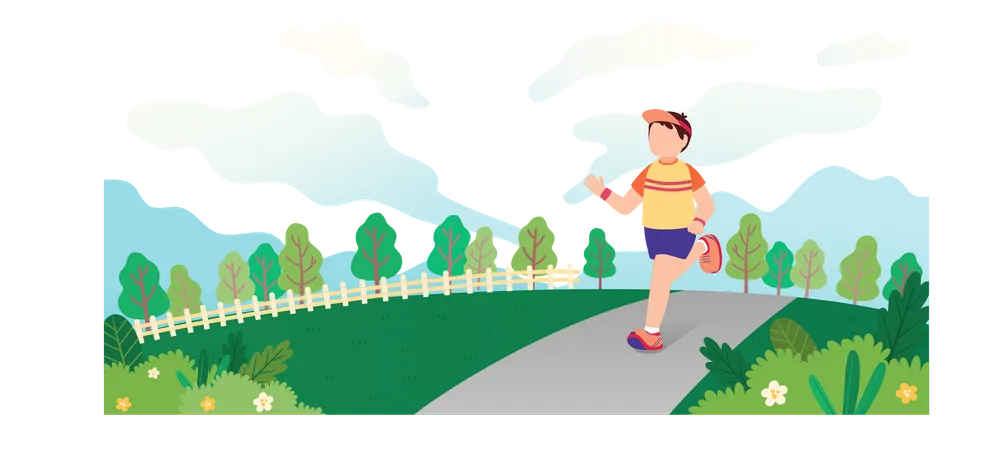 Boy jogging in the park Illustration