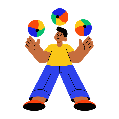 Boy Juggling ball  Illustration