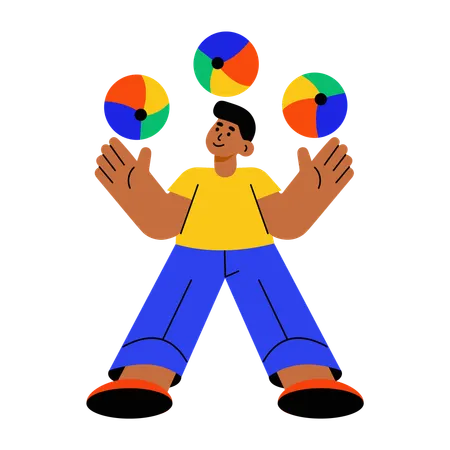 Boy Juggling ball  Illustration