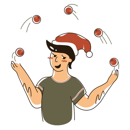 Boy juggling balls Illustration