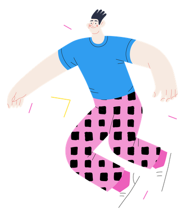 Boy jumping cheerfully Illustration