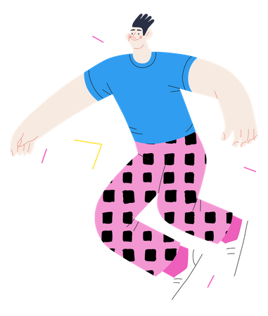 Boy jumping cheerfully  Illustration