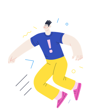 Boy jumping cheerfully  Illustration