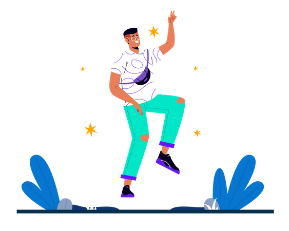 Boy jumping  Illustration