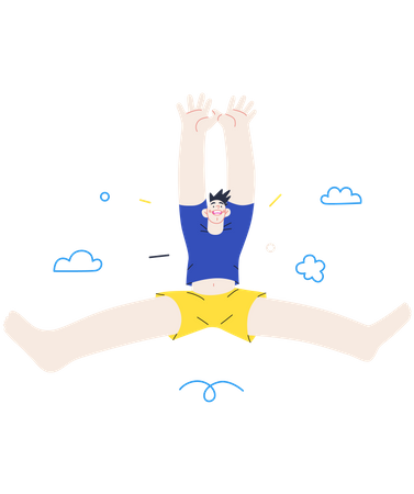 Boy jumping in air  Illustration