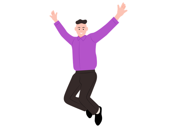 Boy Jumping In Air  Illustration