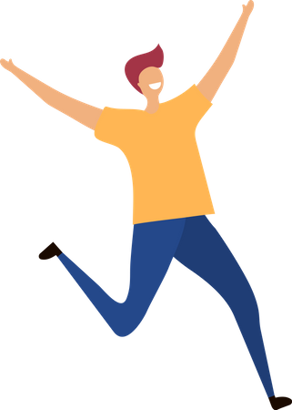 Boy Jumping In Air  Illustration