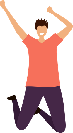 Boy Jumping In Air  Illustration