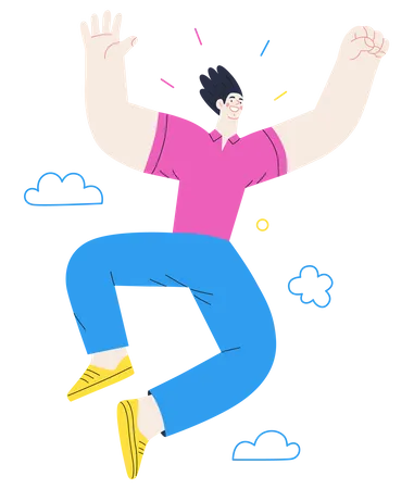 Boy jumping in happiness Illustration