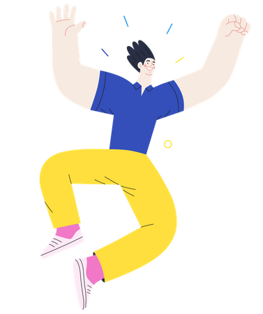 Boy jumping in happiness  Illustration