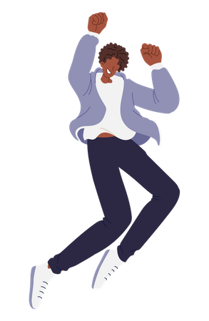 Boy jumping in happiness  Illustration