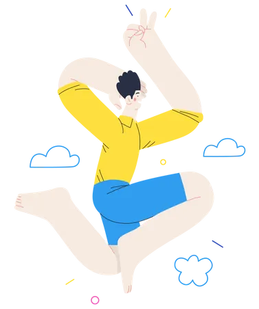 Boy jumping in joy Illustration