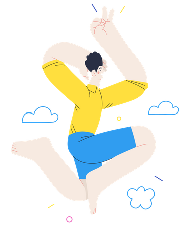 Boy jumping in joy  Illustration