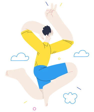 Boy jumping in joy  Illustration