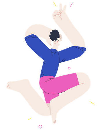 Boy jumping in joy  Illustration