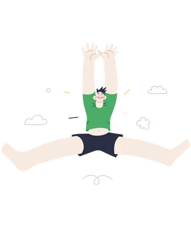 Boy jumping in the air Illustration
