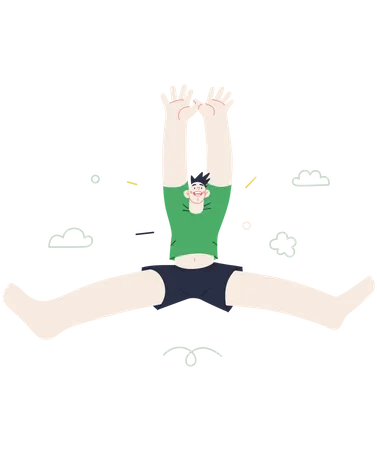 Boy jumping in the air  Illustration