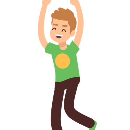 Boy jumps with joy  Illustration