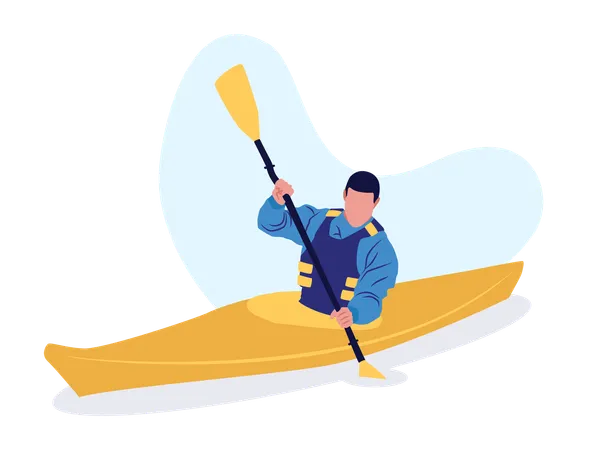 Boy Kayaking  Illustration