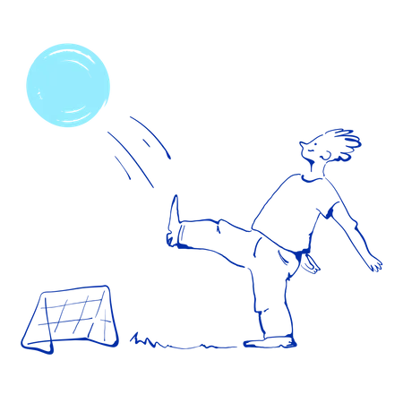 Boy kicking ball  Illustration