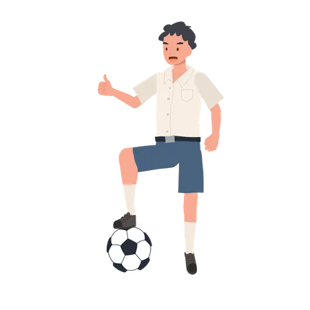 Boy Kicking Ball  Illustration