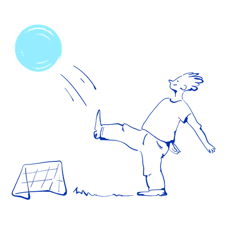 Boy kicking ball  Illustration