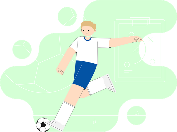 Boy Kicking Football Illustration