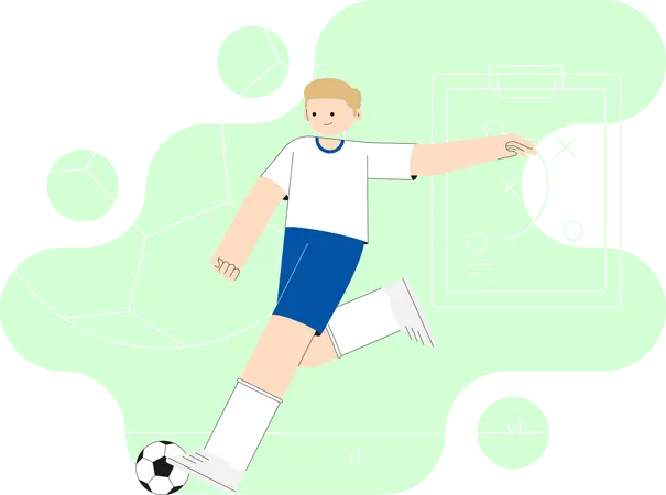 Boy Kicking Football  Illustration