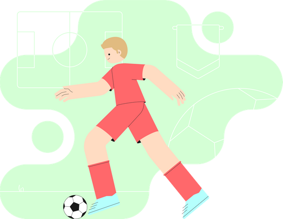 Boy Kicking Football Illustration