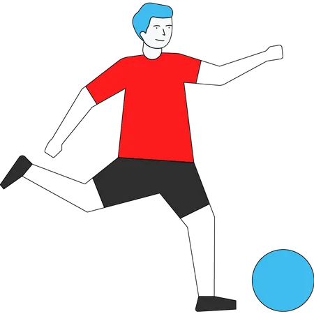 The Player Is Kicking Football Illustration
