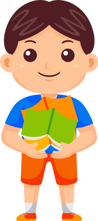Boy Kid holding book  Illustration
