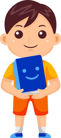 Boy Kid holding book  Illustration