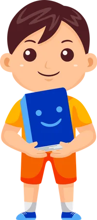 Boy Kid holding book  Illustration