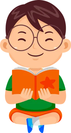 Boy Kid Reading Book  Illustration