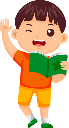 Boy Kid Reading Book  Illustration