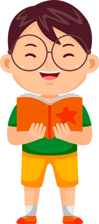 Boy Kid Reading Book  Illustration