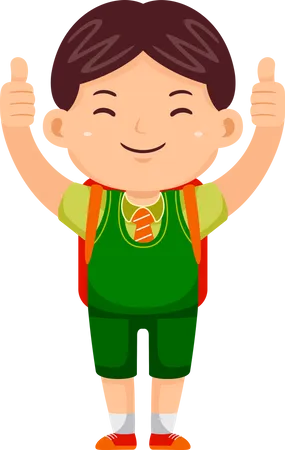 Boy Kid wear Uniform and showing thumbs up  Illustration