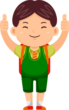 Boy Kid wear Uniform and showing thumbs up  Illustration