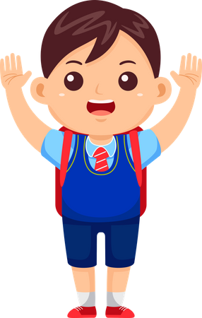 Boy Kid wear Uniform raising hand  Illustration