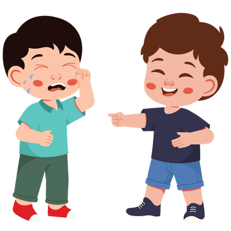 Boy Laugh At Friends  Illustration