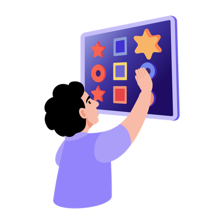 Boy learning from shape board  Illustration